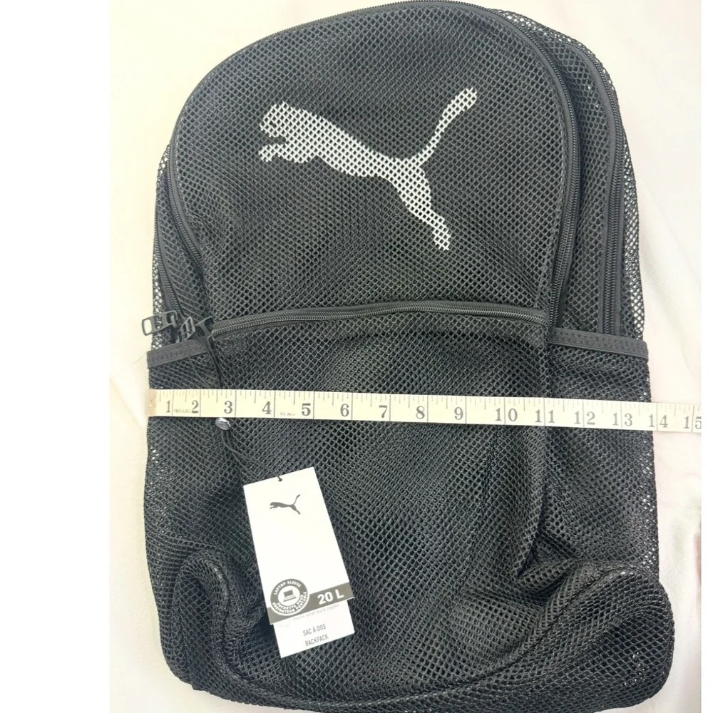Puma Black Mesh 20L Backpack with Laptop Sleeve and Water Bottle Pockets NEW